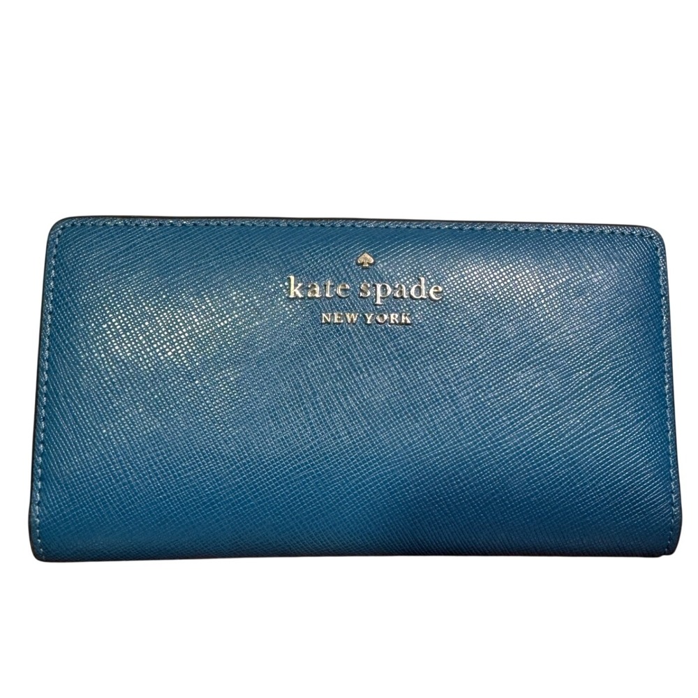 Kate Spade New York Staci Large Slim Bifold Wallet River Blue Classic Minimalist